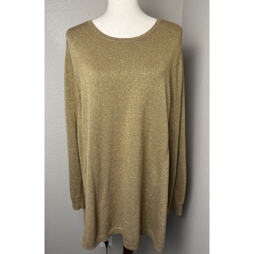 Lauren Ralph Lauren 2X Gold Metallic Sweater Tunic Plus Size Party Holiday